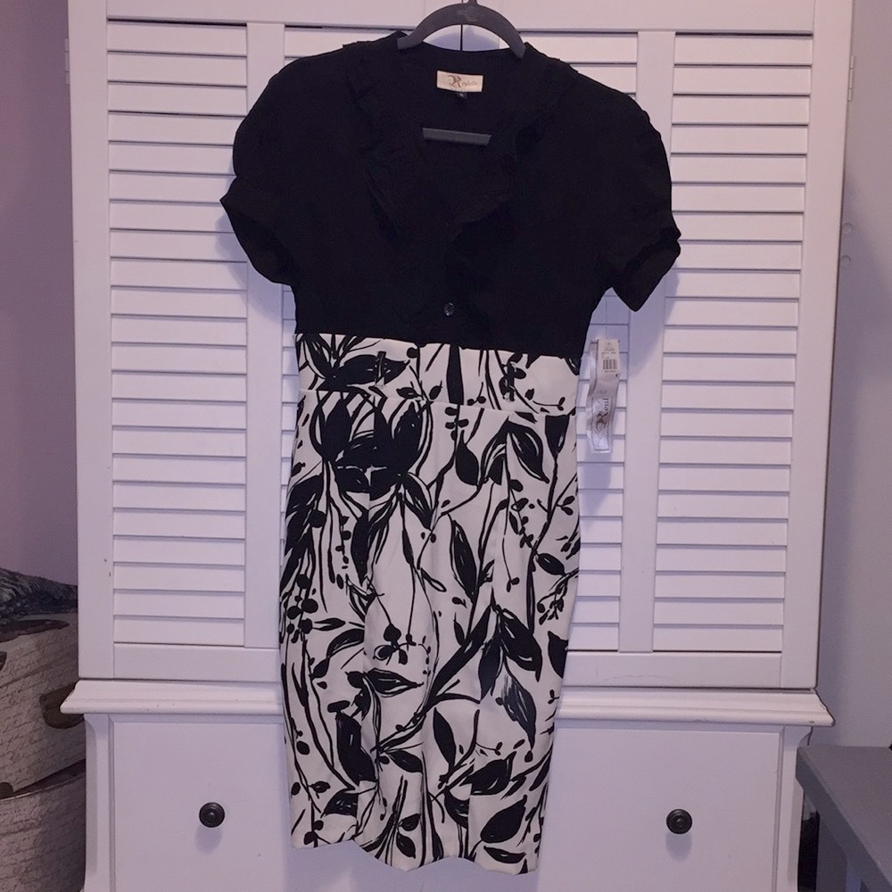 Roulette Black & Cream Midi Dress